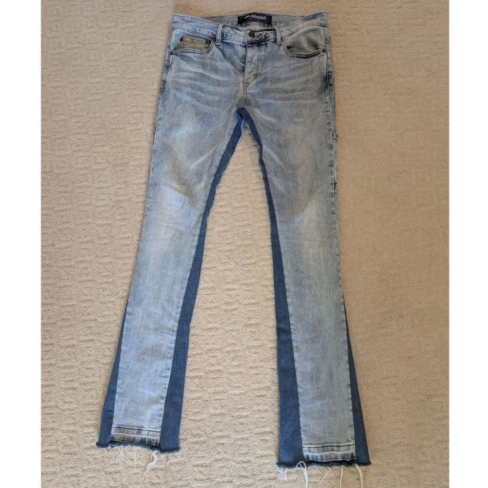 Valabasas Jeans Mens Size 32/36 32X36 Blue Denim Designer Skinny Flare